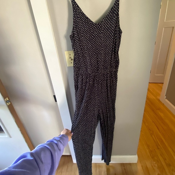 Navy Printed Wide Leg Jumpsuit - Picture 2 of 5